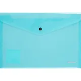 Папка-конверт А4 на кнопке "Glossy Vivid" полупрозр.пластик, бирюзовый, Erich Krause