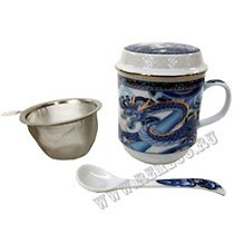 Кружка с метал. фильтром крышкой и ложкой (115873)