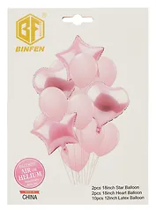 Набор воздушных шаров (композиция) 2 звездочки, 2 сердца, 10 овальных (14шт)