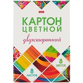 Цветной картон «Мозаика», 8 цветов, 8 листов, А4, мелованный двусторонний - Hatber - 0