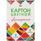 Картон цветной 8 цветов, 8 листов, А4 "Мозаика" мелованный, двусторонний