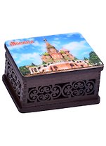 ГС Шкатулка малая резная с заливкой смола Москва вид 2 (хдф) (95x65x52 мм)