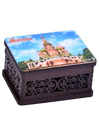 ГС Шкатулка малая резная с заливкой смола Москва вид 2 (хдф) (95x65x52 мм)