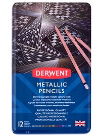 Набор цветных карандашей Metallic 12цв в метал.упак