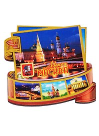 Магнит Москва Фотопленка Достопримечательности города вид 2 (дерево)