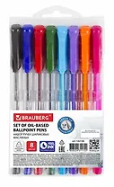 Ручки шариковые Brauberg, Extra Glide, 8 цветов 1 мм