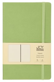 Книга для записей А5 96л кл. "Joy Book. Чай матча" иск.кожа, тонир.блок, скругл.углы, ляссе, резинка, карман на задн.форзаце