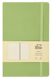 Книга для записей А5 96л кл. "Joy Book. Чай матча" иск.кожа, тонир.блок, скругл.углы, ляссе, резинка, карман на задн.форзаце