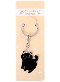 Брелок My lucky charm Котик с хвостиком (черный) (металл)