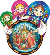 Сувенир, АКМ, Магнит круглый Палех.Сказка о царе Салтане 6*7см, смола