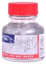Тушь для каллиграфии 30мл серебряная (красная крышка), Winsor&Newton