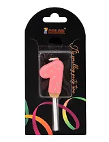 Свеча для торта Цифра 1 Глазурь розовая (4см) (блистер) (12-7color-candle_1)