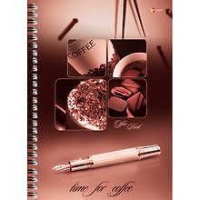 Тетрадь А4 80л кл. "Офис (Time for coffe)" евроспираль,офсет,мел.карт., Listoff