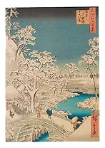 Блокнот А6+ 18л нелин. "Зимним вечером на мосту Мэгуро", скоба