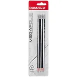 Карандаши Erich Krause, Megapolis, чернографитные HB с ластиком 3 штуки