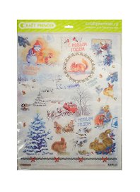 Рис. бумага для декупажа Craft Premier Новогодняя открытка (CP08708) (А3) (25г/м) (упаковка)