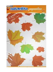 2DN-WM-2s Наклейка декор. (статическая) для окон зеркал Осень Листья (33х60см) (упаковка)
