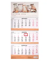 Календарь квартальный 2026г 297*695 "Чувиляева. Котизм" настенный, трёхблочный, спираль