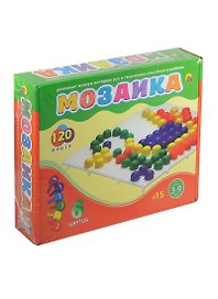 Мозаика пластиковая 120 фишек Диаметр 15мм (М-4334) (6цв.) (Рыжий кот) (3-9л.)