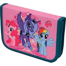 Пенал 1отд. "My little pony" прямоугольный 19.5*13,5см, покрытие текстиль, c наполнением (17 предметов), Proff