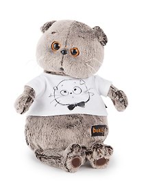 Мягкая игрушка Басик в футболке с принтом Мордочка Басика (19 см) (Ks19-057)