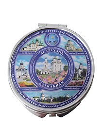 Зеркало Кремль и Лотосы (металл) (7см) (Астрахань) (316CHE-K6-82-3)