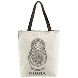 Сумка на молнии Матрешка на белом фоне, 38*35см (текстиль, флис)