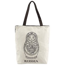 Сумка на молнии Матрешка на белом фоне, 38*35см (текстиль, флис)