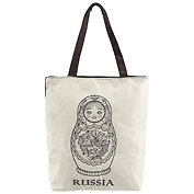 Сумка на молнии Матрешка на белом фоне, 38*35см (текстиль, флис)