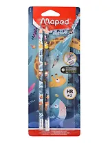 Карандаши ч/гр 02шт "JUNGLE FEVER" HB, с ластиком, с тренажером, блистер MAPED