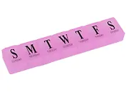 Таблетница прямоугольная 7 секций Английские буквы (пластик)  (15х3)