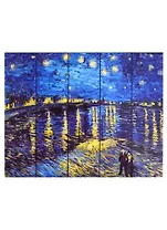 Рисование по дереву. Ночные огни у воды