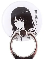 Держатель-кольцо для телефона Аниме Девушка с напитком (Сёдзё) (ч/б) (металл) (коробка)