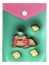 Папка-конверт А6 на кнопке "Kawaii. Мишка 3D", вертикальная