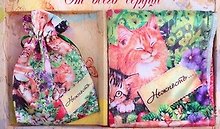 Набор подарочный зеркало + платок Коты 21,5*13,5 см (637971)