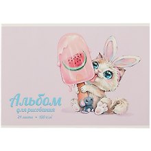 Альбом для рисования «Зайка-сладкоежка» Феникс+ А4, 24 листа, скрепка