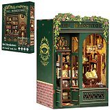SD02 Конструктор интерьерный  – сборный домик CuteBee - Книжный магазин "Сова", 88 деталей (материалы: дерево, картон, пластик, металл), со световыми эффектами (подсветка интерьера), с питанием от 2хААА батареек (не включены), серия DIY, возраст 14+
