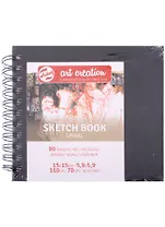 Блокнот для зарисовок 15*15см 80л "Art Creation" 110г/м2, 7БЦ, спираль, черный, Fabriano 