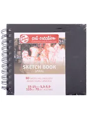 Блокнот для зарисовок 15*15см 80л "Art Creation" 110г/м2, 7БЦ, спираль, черный, Fabriano 