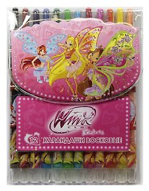 Мелки восковые 12цв выкручивающиеся, пл/уп., подвес, WINX