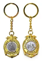 Сувенир, АКМ, Брелок-якорь-тросик, " Храм Спас-на-Крови", металл, вставка рельефная, цвет золото, цвет вставки серебро