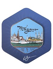 Магнит синий Кремль, с подвесом (Казань) (тат 104б)