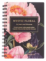 Записная книжка А6 80 листов в клетку, "Blossom. Peonies on black", на спирали