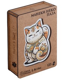 Фигурный пазл «Манэки нэко» 133 элемента, дерево, Art idea