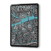 Сувенир, Магнит Карта “Говори как Петербуржец” (черная) 5,6*8,3см, картон