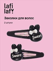 Набор заколок Ушки с бантиком (черные) (2шт) (пластик) (12-3727-202510-SCOS-131) (Lafilaf)