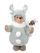Мягкая игрушка Новогодний Мишка в костюме оленя (пластик, ткань) (20х40) (92785)