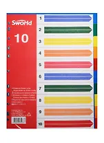 Разделитель А4 10разд., цветной, пластиковый