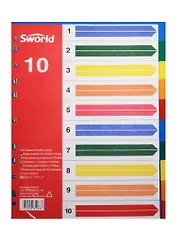 Разделитель А4 10разд., цветной, пластиковый