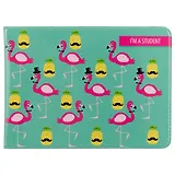 Обложка для студенческого Фламинго и ананасы с усами (СБ2017-040)